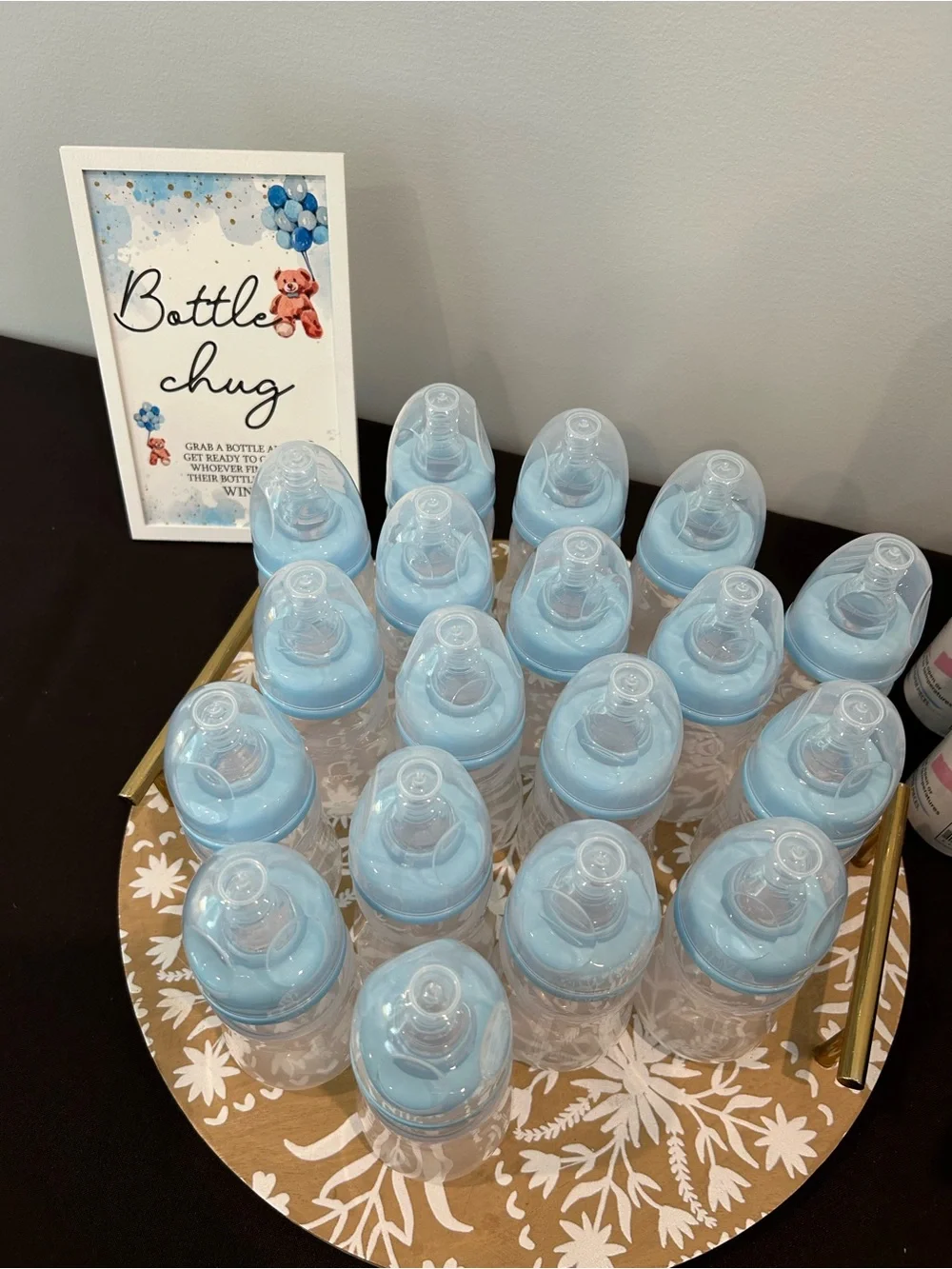 Light Blue Bottle Chug Baby Shower Game